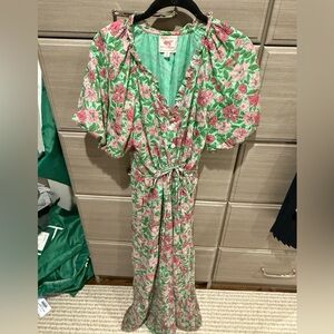 Banjanan Green and Pink Floral Dress